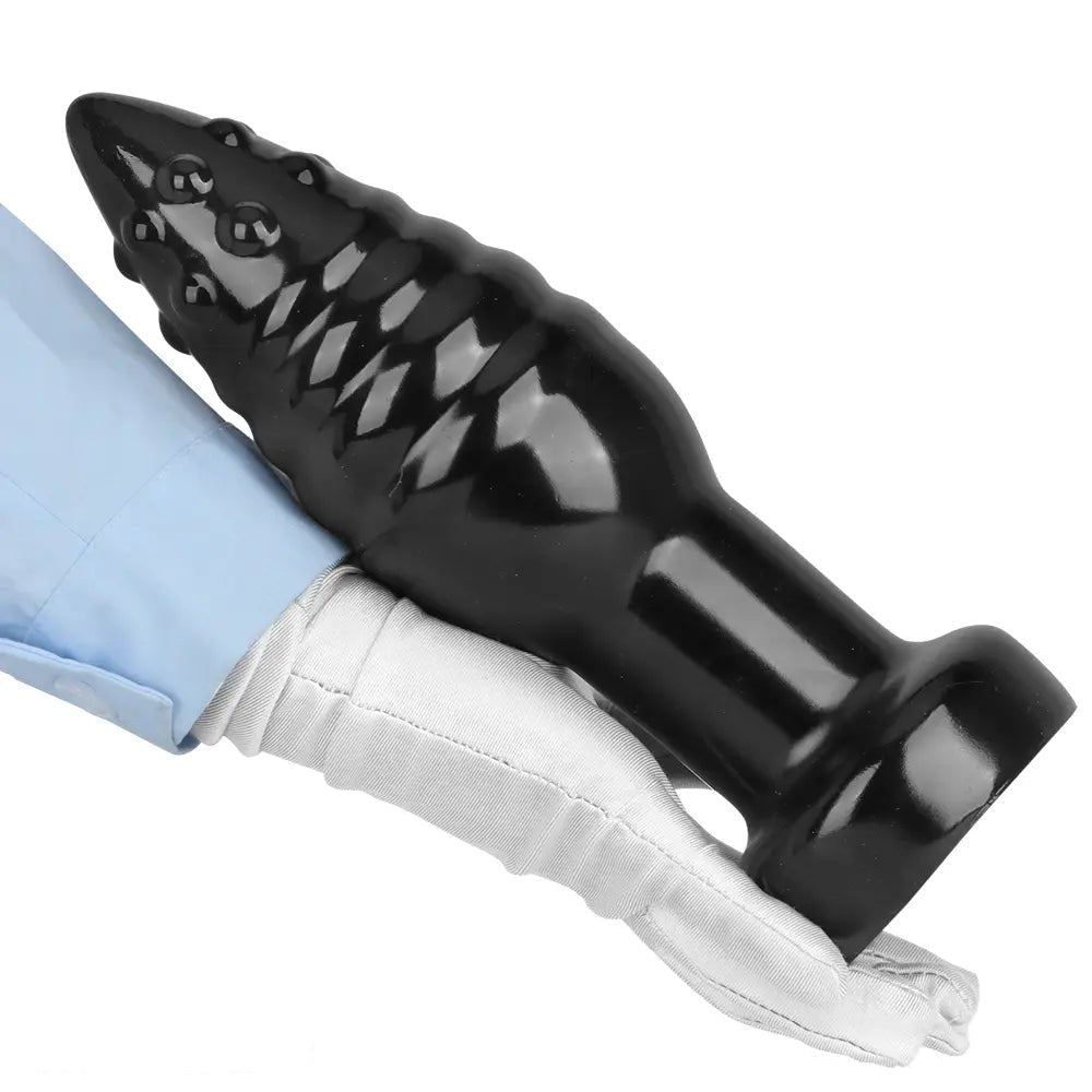 Black ribbed pvc anal dildo, photo 15
