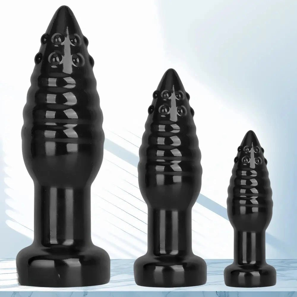 Black ribbed pvc anal dildo, photo 3