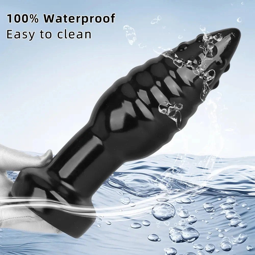 Black ribbed pvc anal dildo, photo 8
