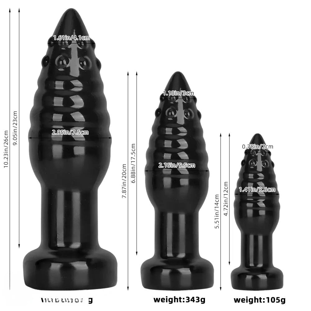Black ribbed pvc anal dildo, photo 9