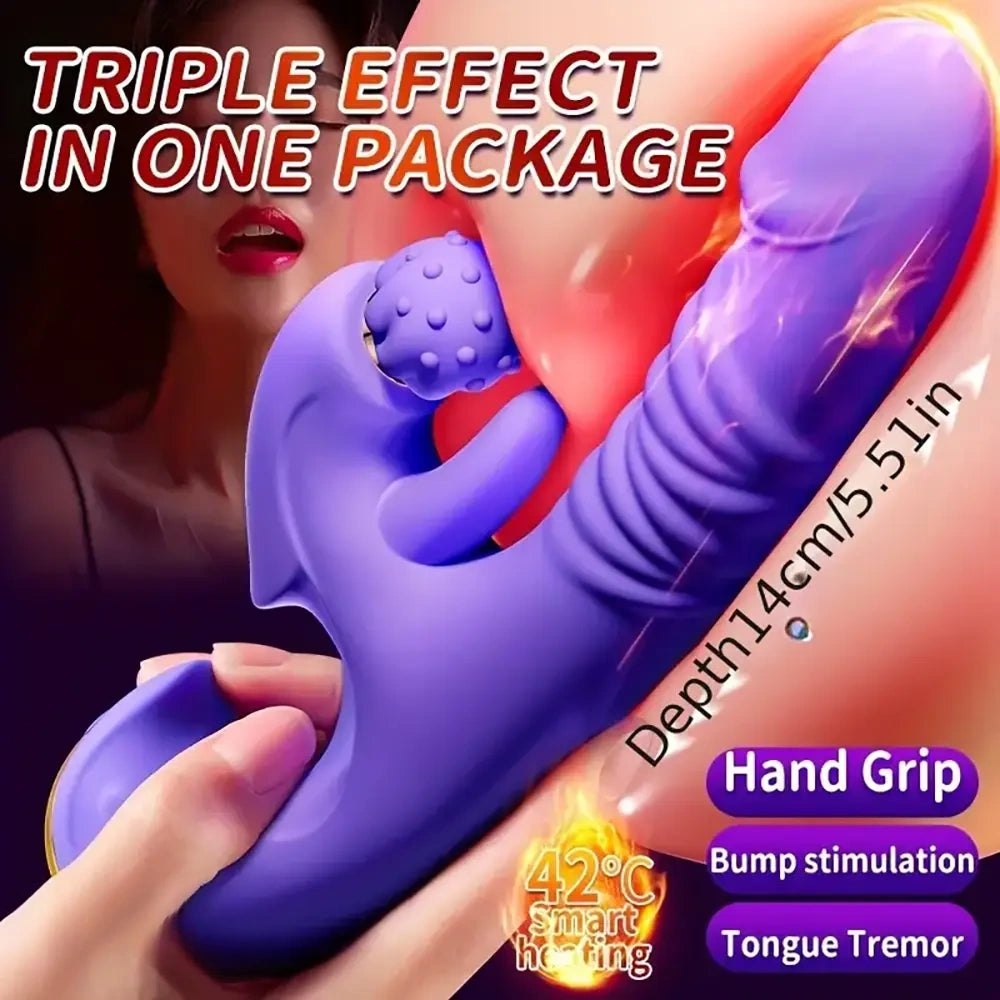 Purple ribbed silicone vibrating dildo, photo 1