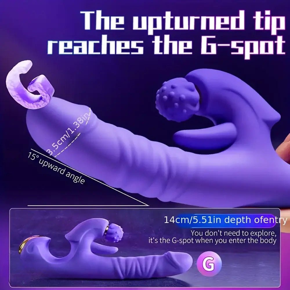 Purple ribbed silicone vibrating dildo, photo 4