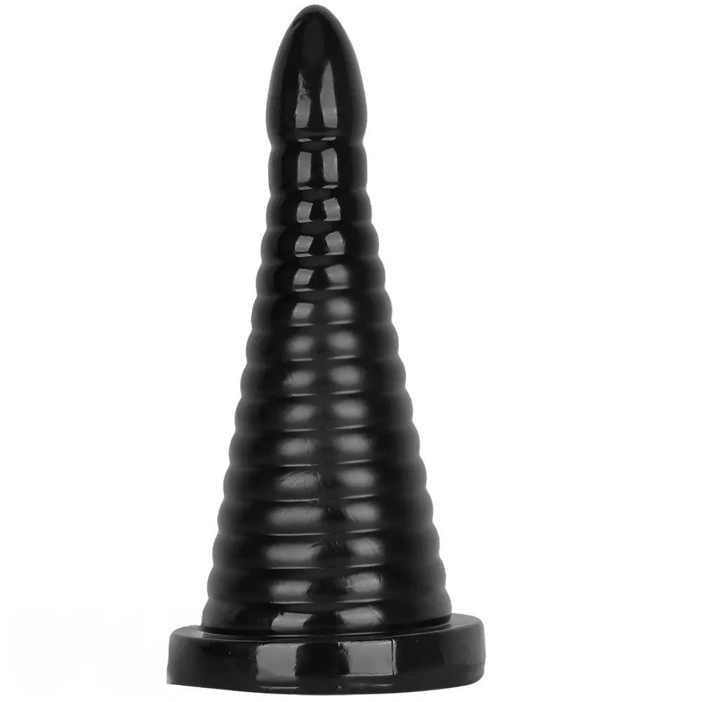 Black ribbed pvc anal plug, photo 1