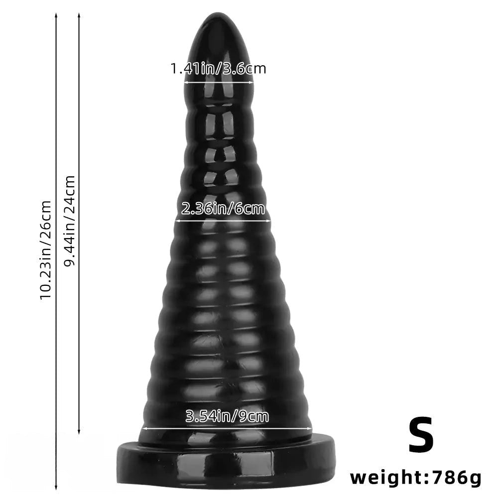 Black ribbed pvc anal plug, photo 10