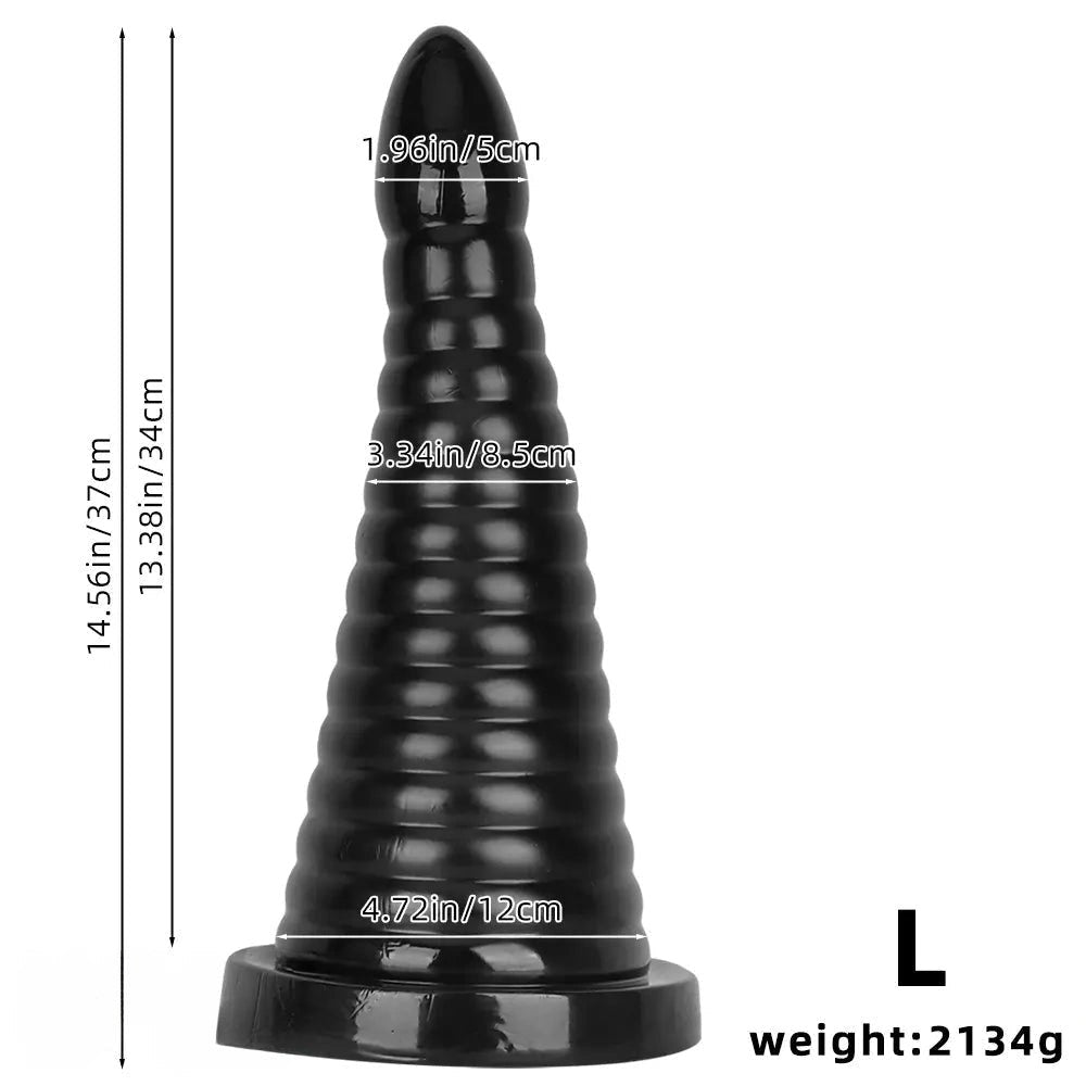 Black ribbed pvc anal plug, photo 11