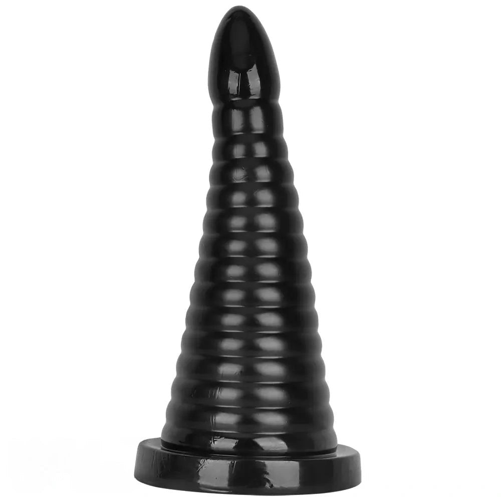 Black ribbed pvc anal plug, photo 12