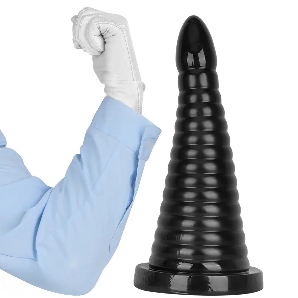 Black ribbed pvc anal plug, photo 13