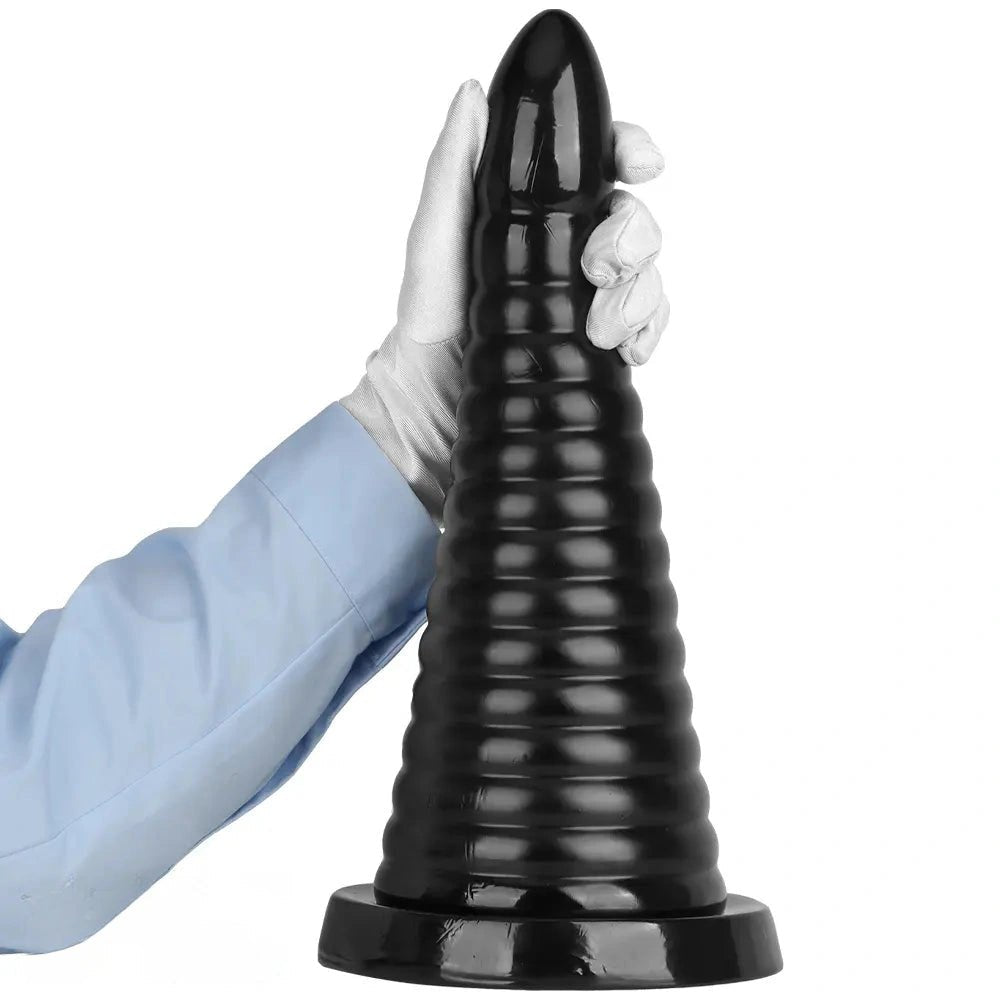 Black ribbed pvc anal plug, photo 14