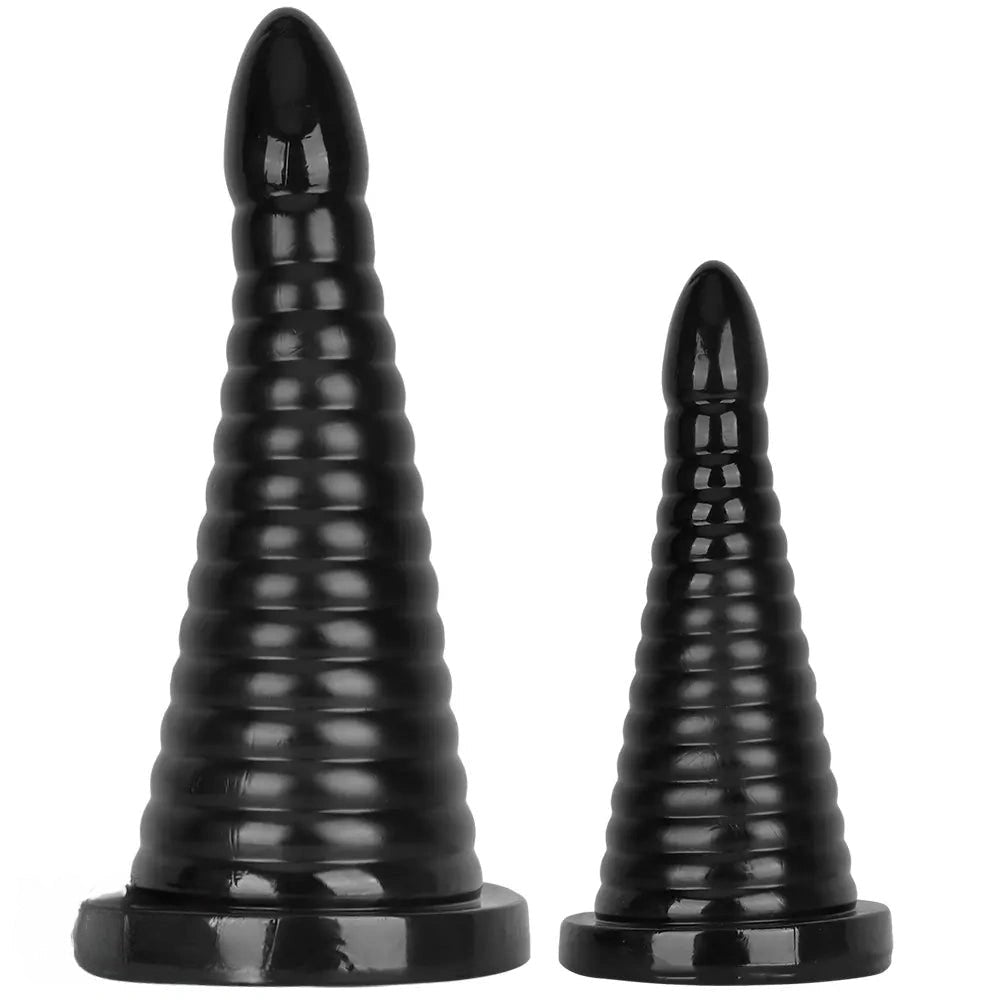 Black ribbed pvc anal plug, photo 2