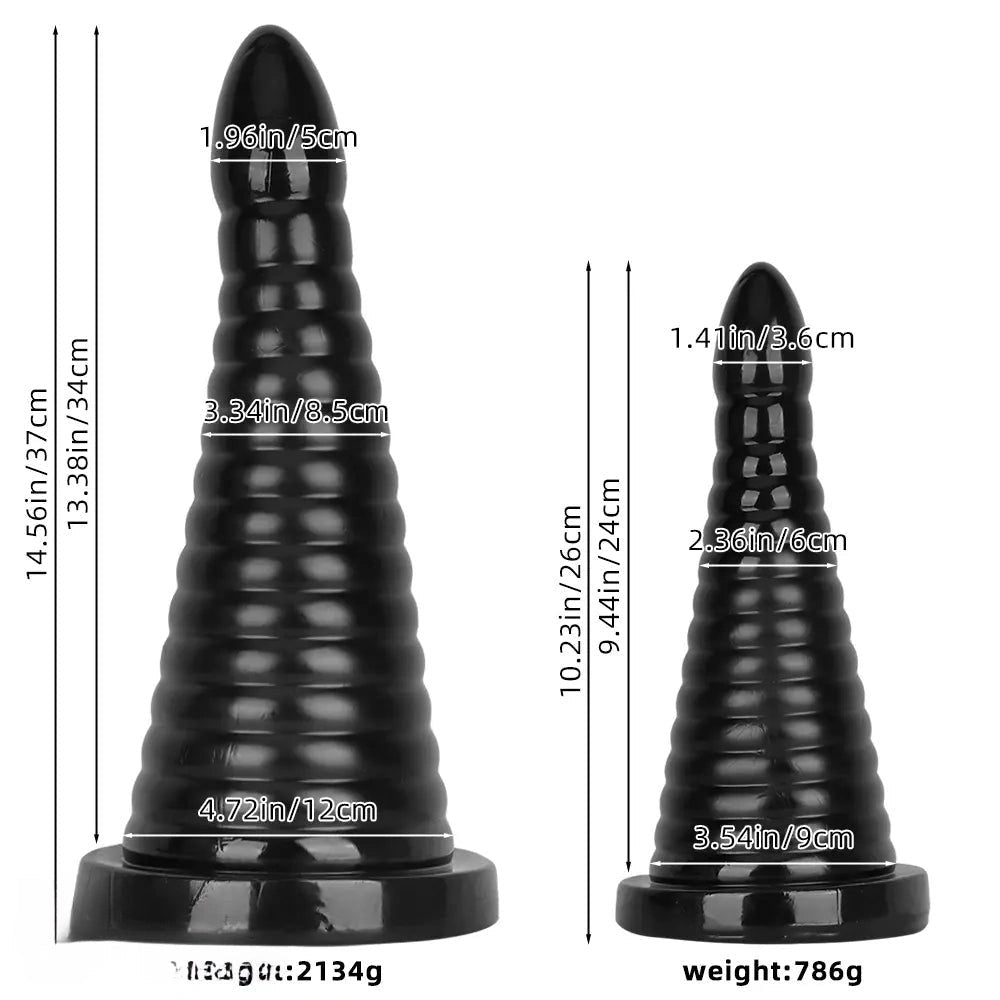 Black ribbed pvc anal plug, photo 3