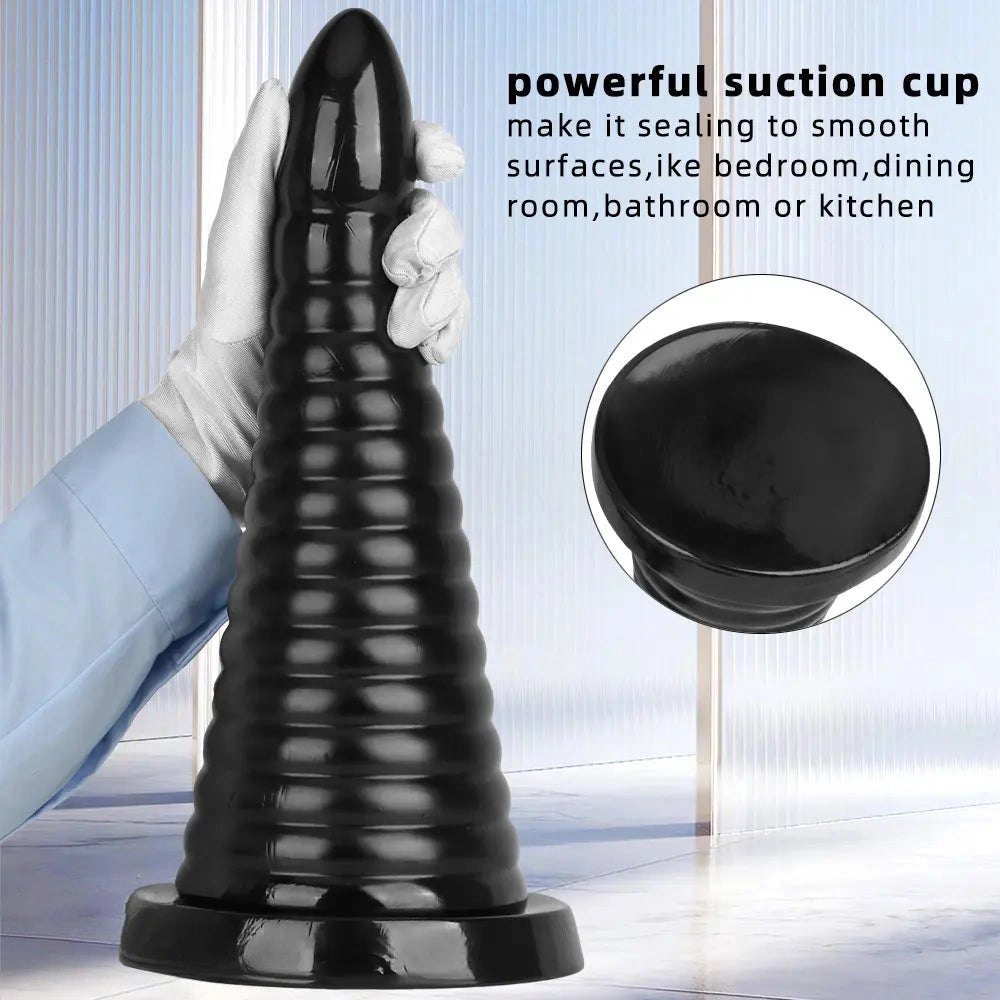 Black ribbed pvc anal plug, photo 6