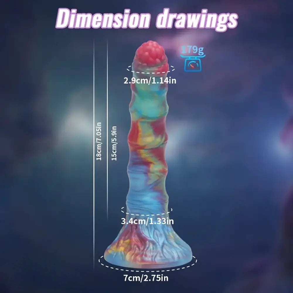 Teal and red tie-dye ribbed suction cup dildo, photo 6