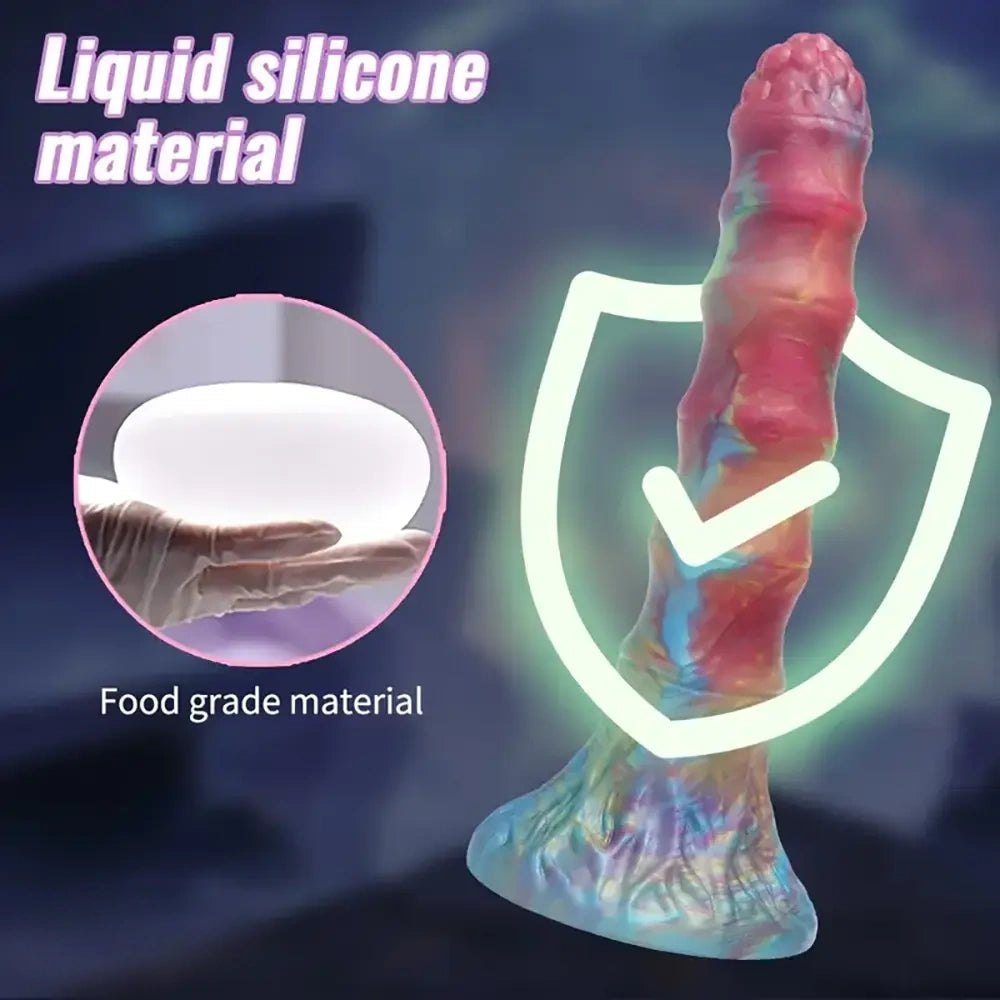 Teal and red tie-dye ribbed suction cup dildo, photo 8