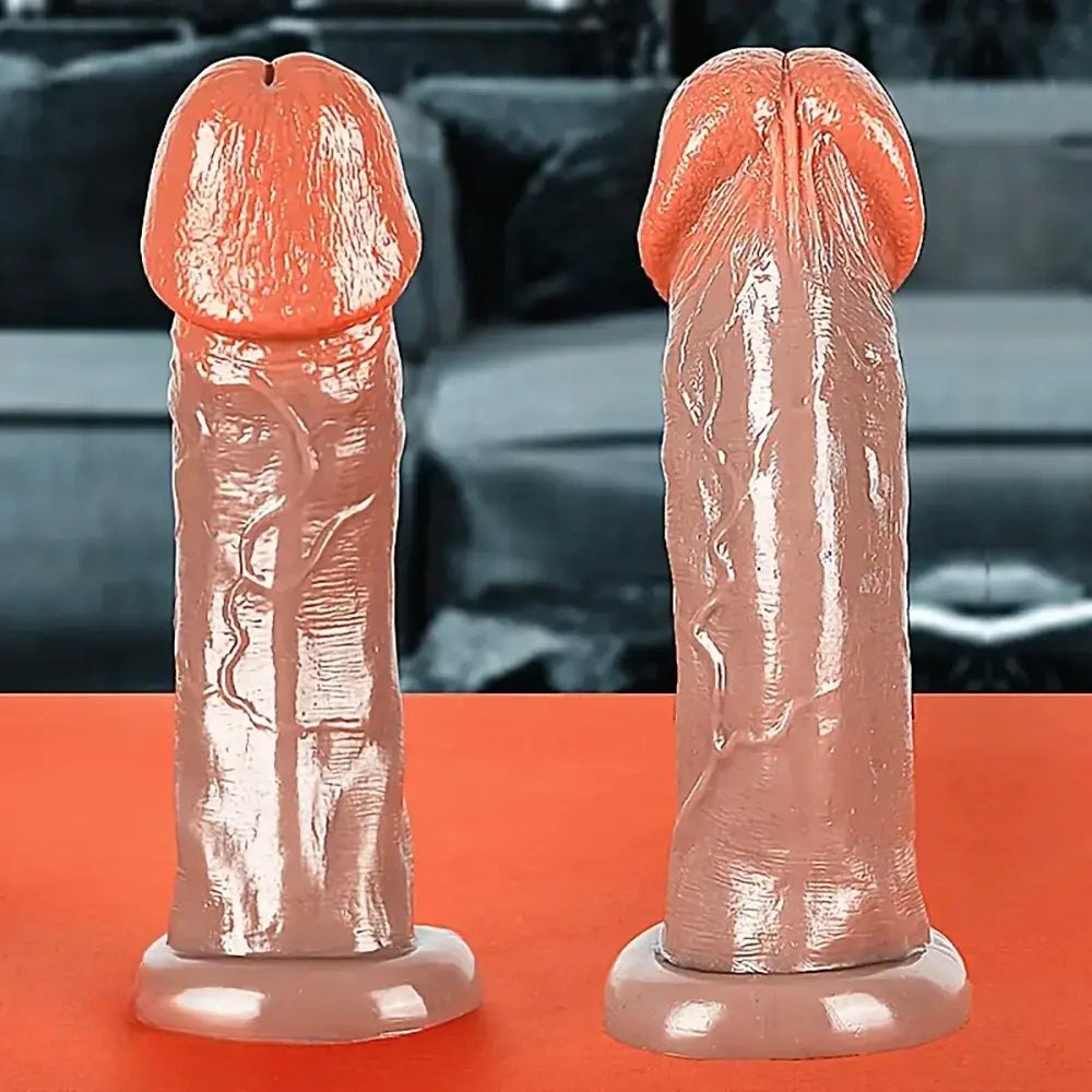 Brown ribbed realistic dildo, photo 1