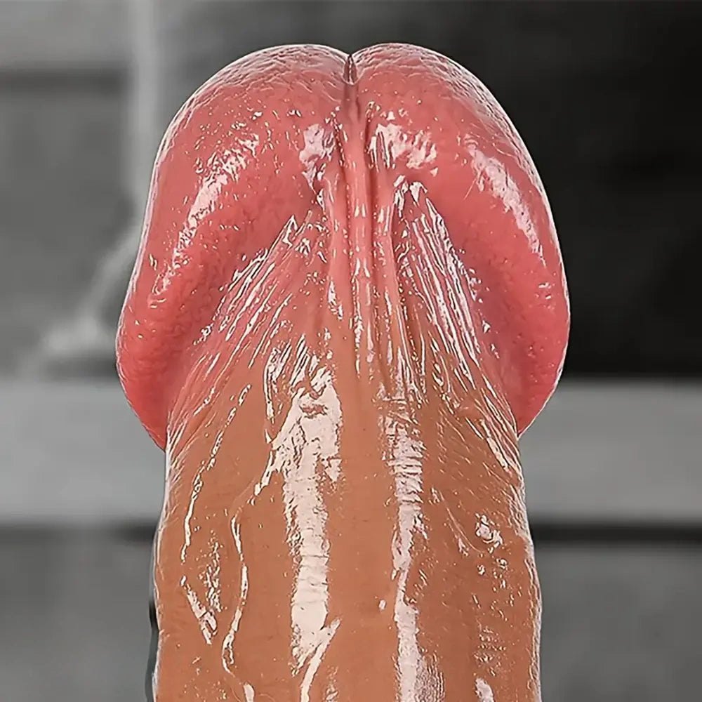 Brown ribbed realistic dildo, photo 3