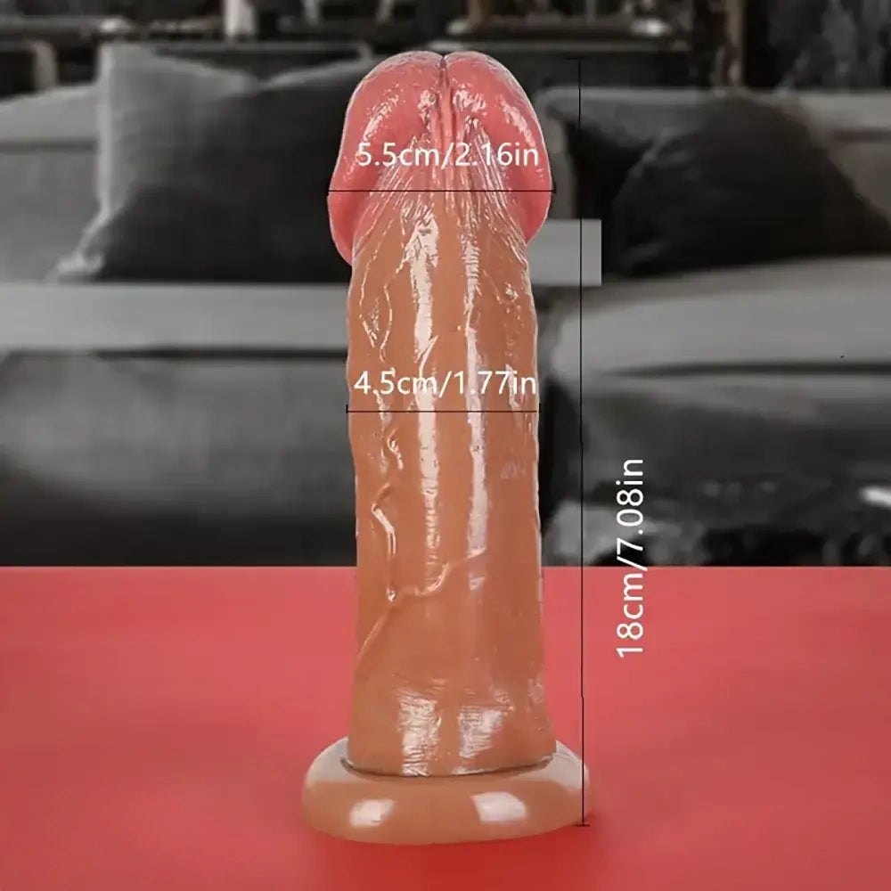 Brown ribbed realistic dildo, photo 4