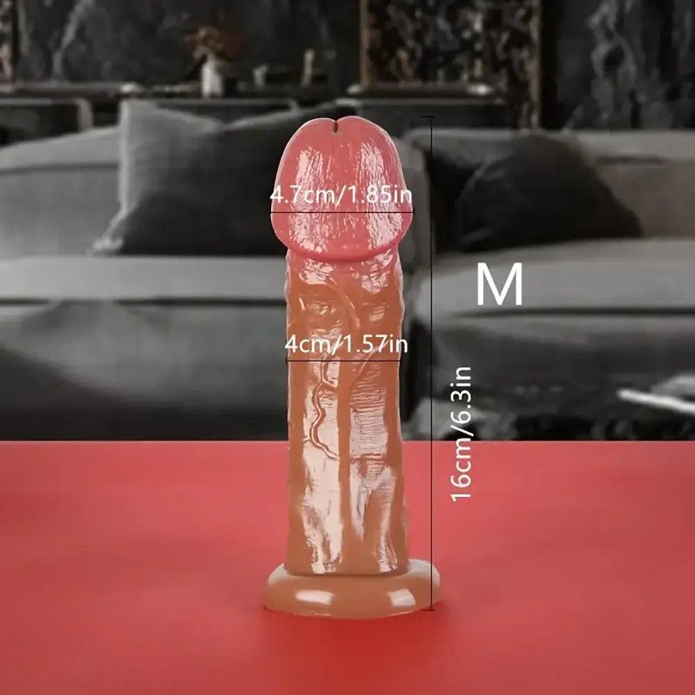 Brown ribbed realistic dildo, photo 5