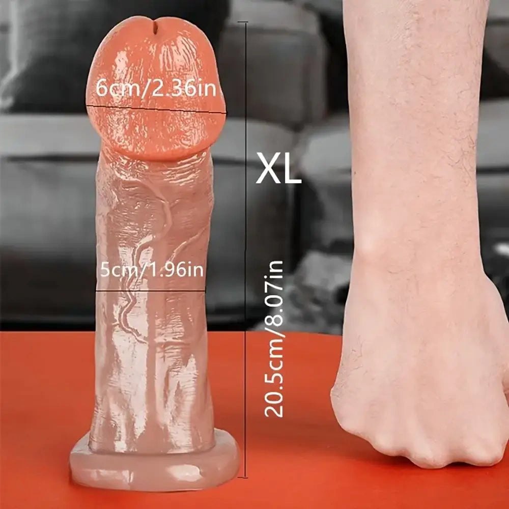 Brown ribbed realistic dildo, photo 7