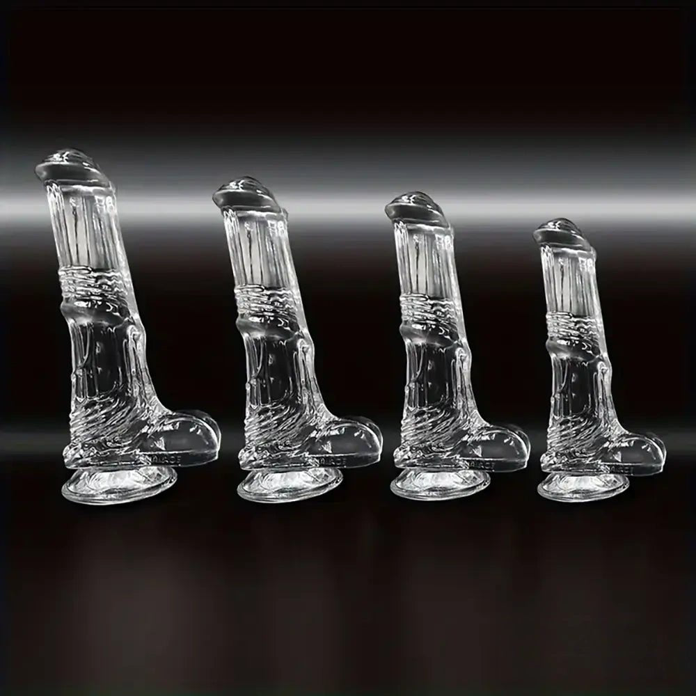 Ribbed realistic dildo with flared head in four sizes, photo 1