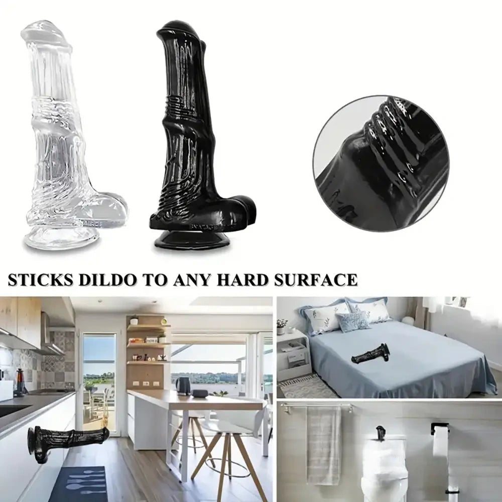 Ribbed realistic dildo with flared head in four sizes, photo 3