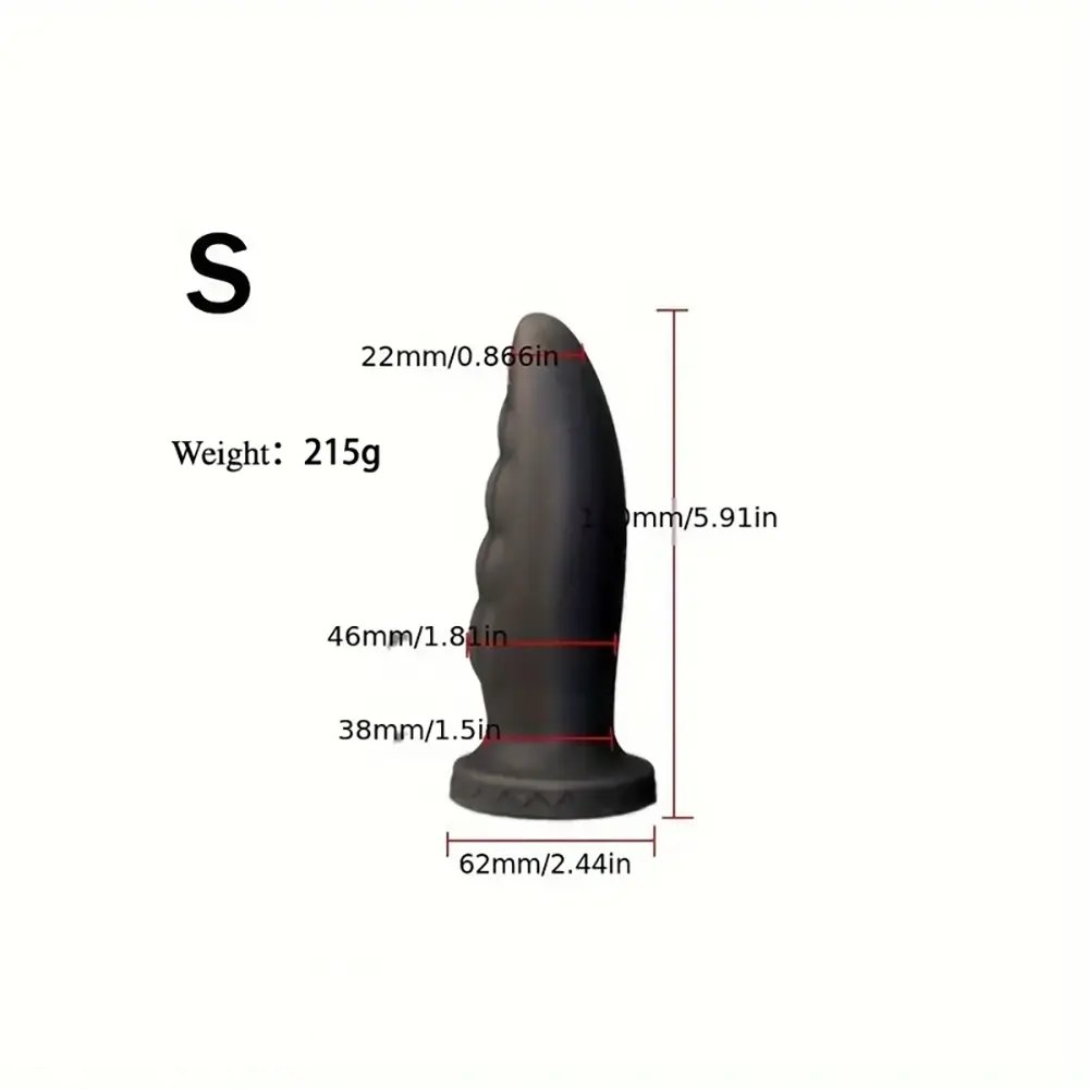 Black ribbed golden silicone anal plug