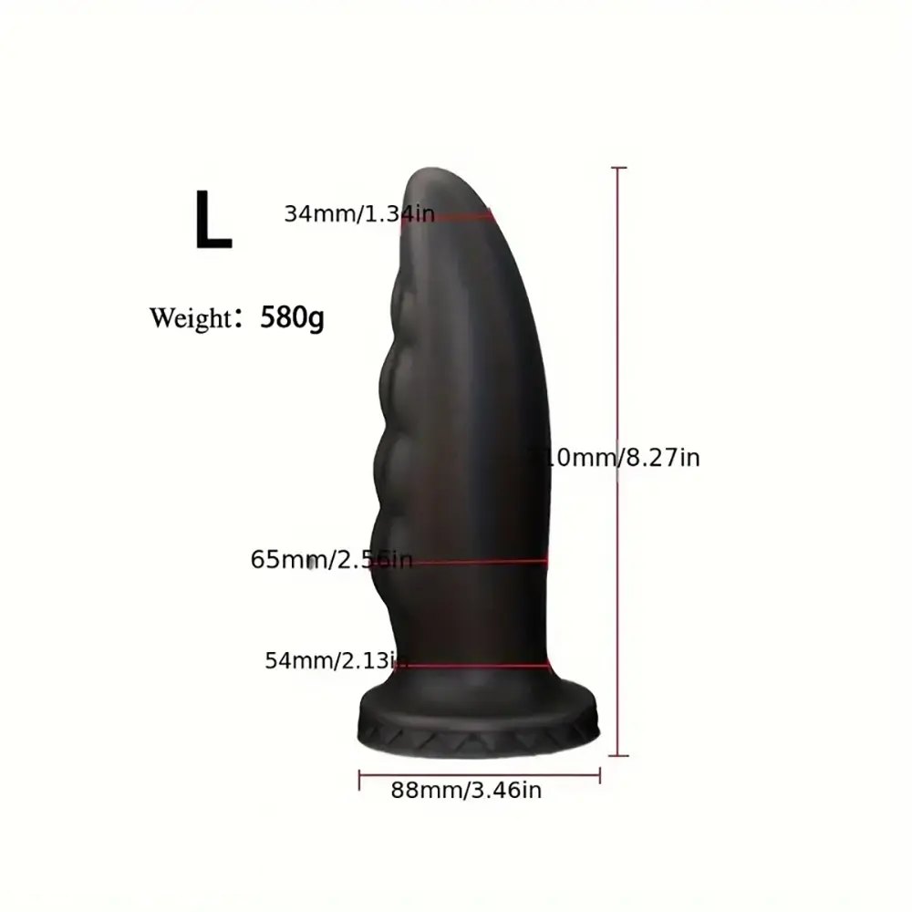 Black ribbed golden silicone anal plug