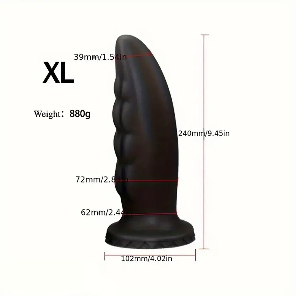 Black ribbed golden silicone anal plug