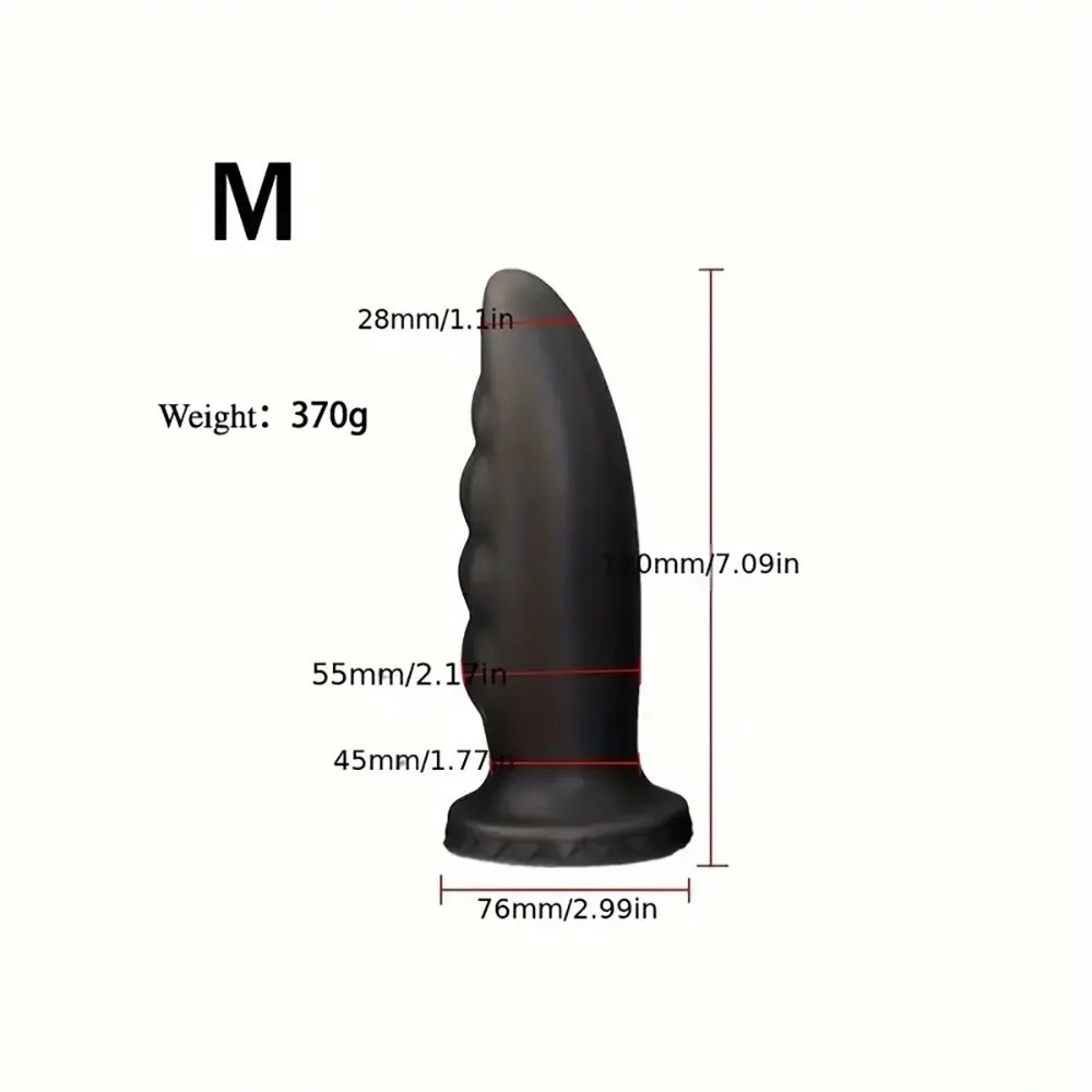 Black ribbed golden silicone anal plug