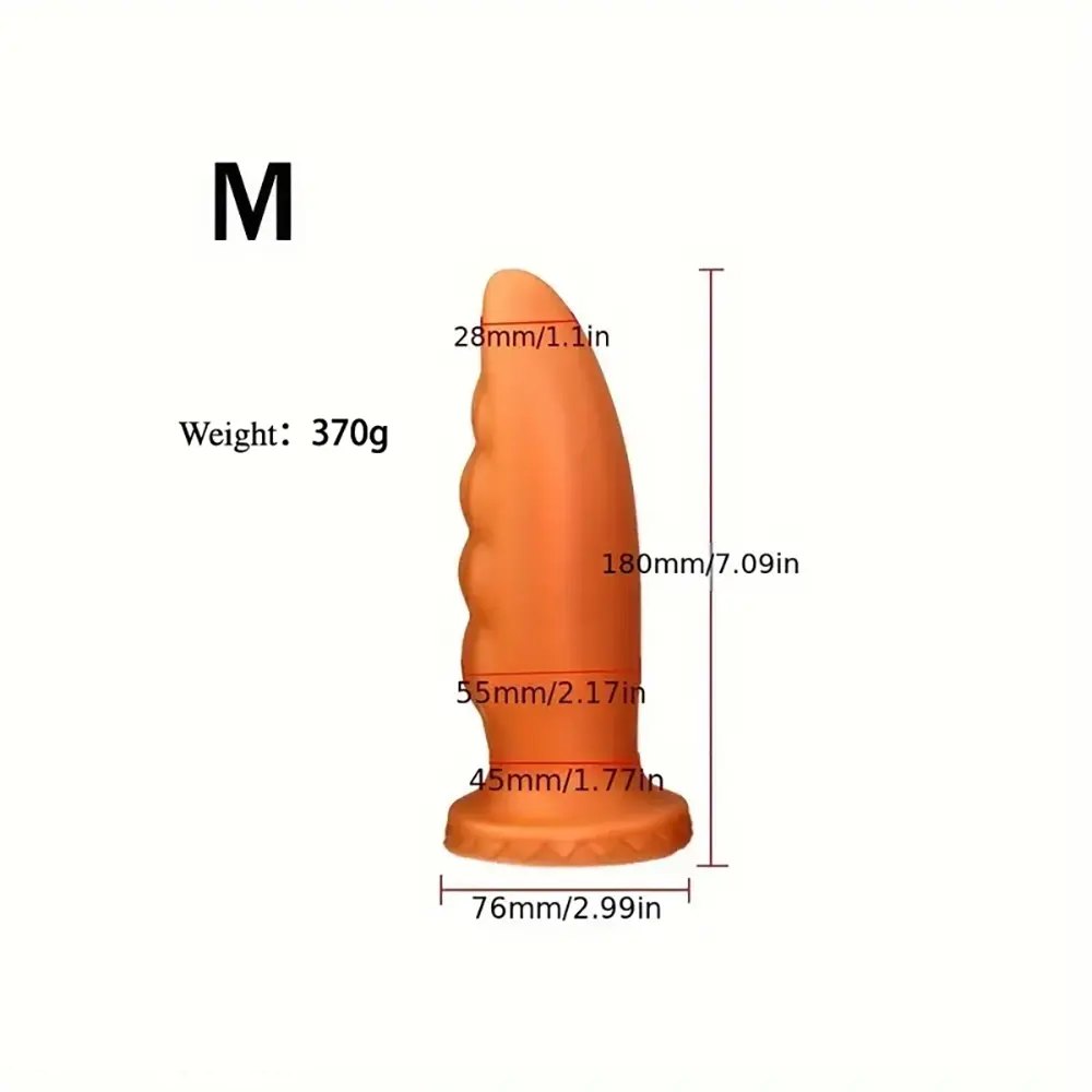 Golden ribbed golden silicone anal plug