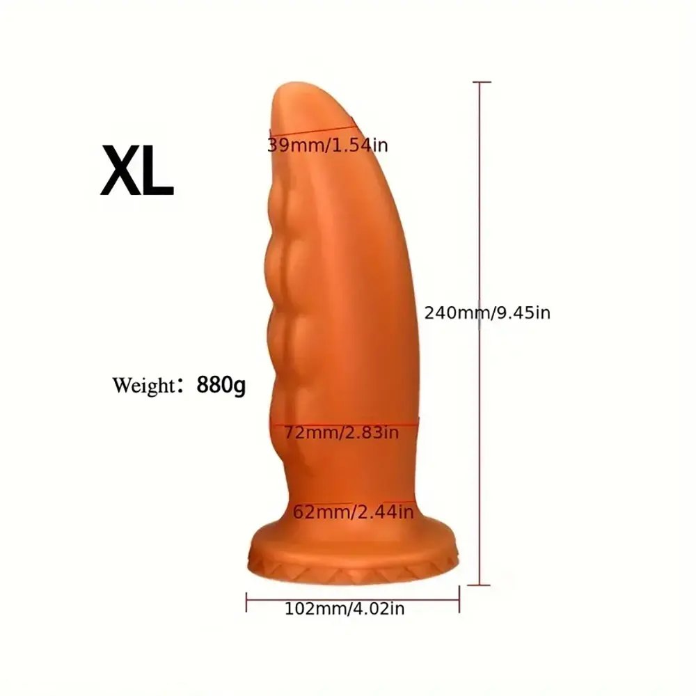 Golden ribbed golden silicone anal plug