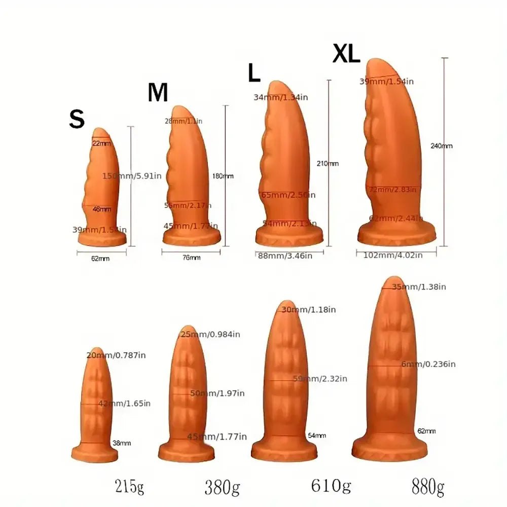 Golden ribbed golden silicone anal plug