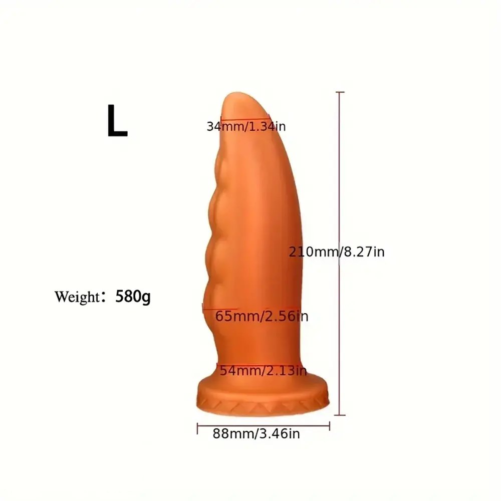 Golden ribbed golden silicone anal plug