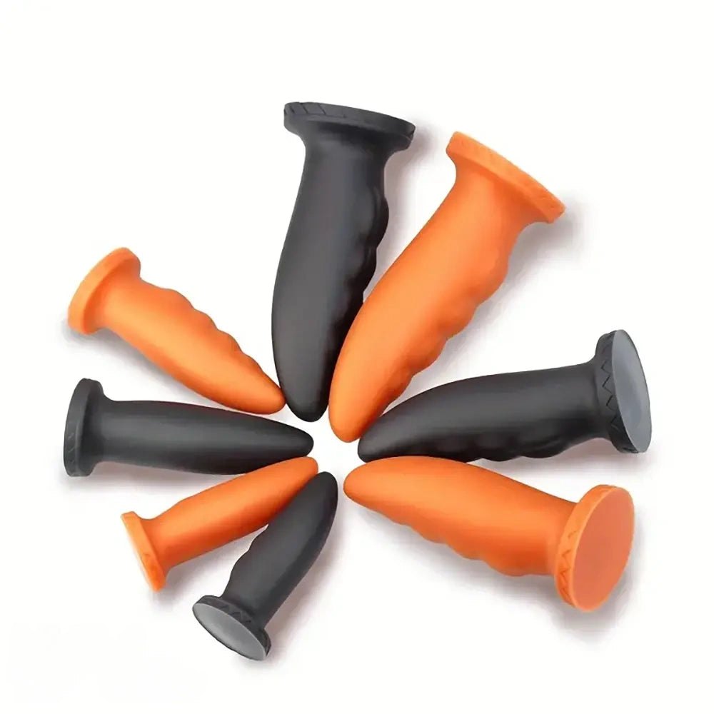 Ribbed golden silicone anal plug, photo 2