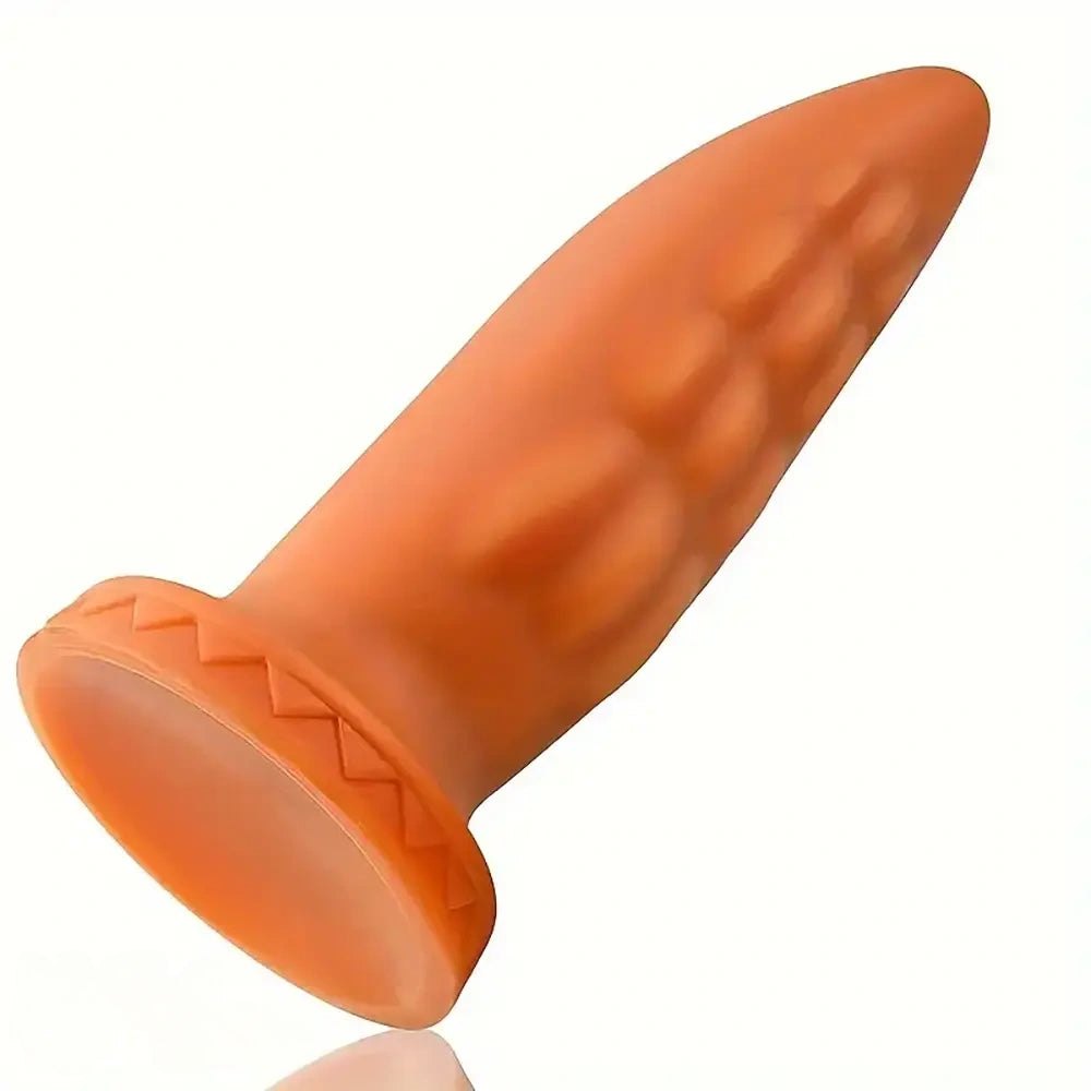 Ribbed golden silicone anal plug, photo 4