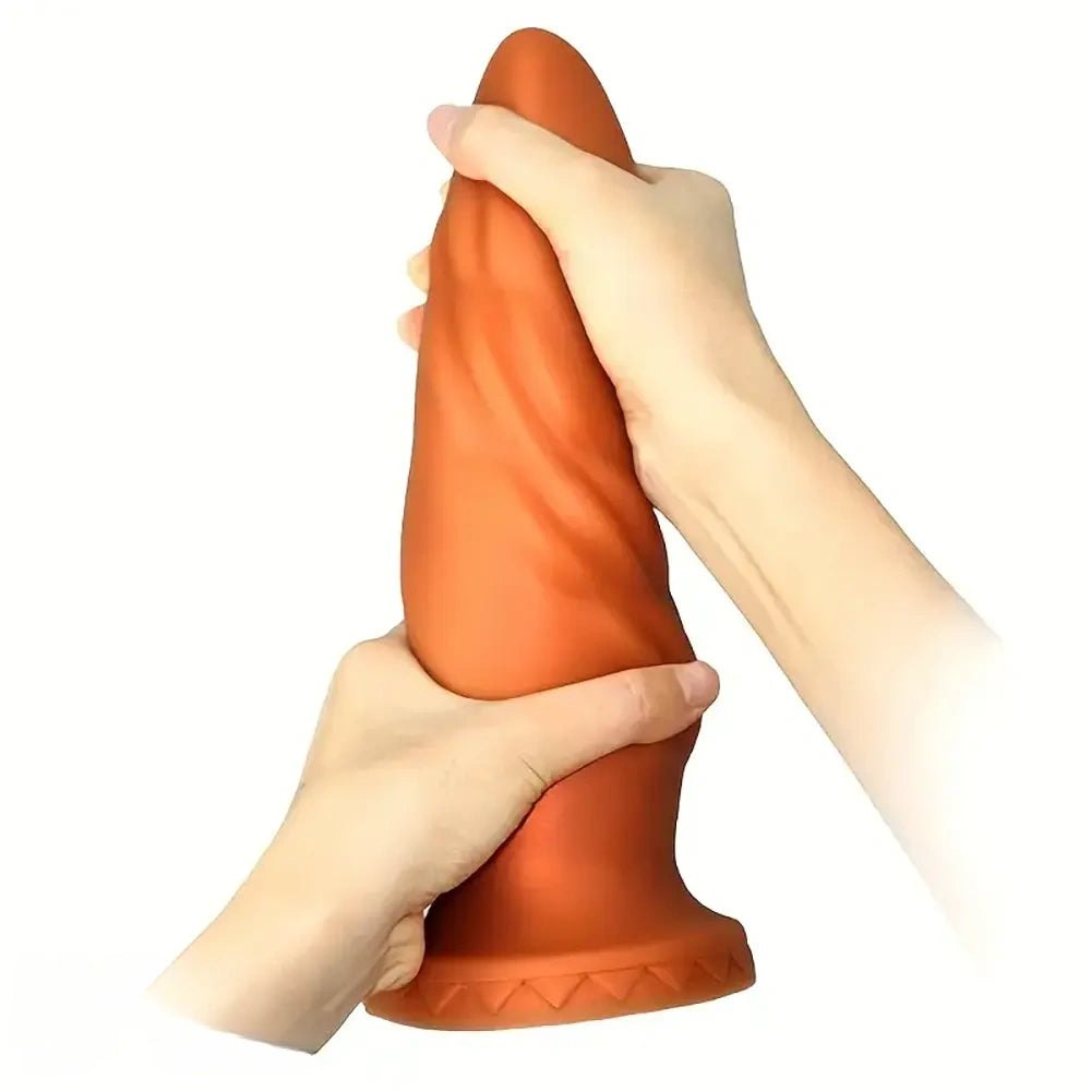 Ribbed golden silicone anal plug, photo 7