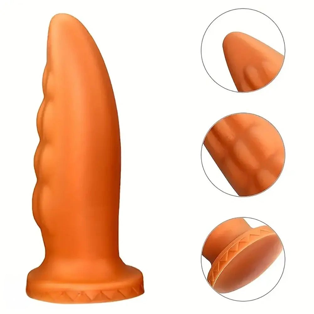 Ribbed golden silicone anal plug, photo 8