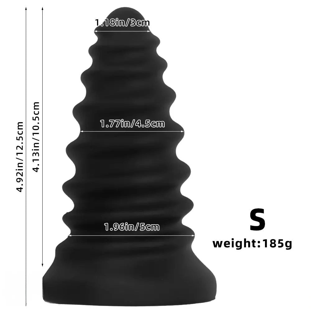 Black ribbed silicone anal plug, photo 10