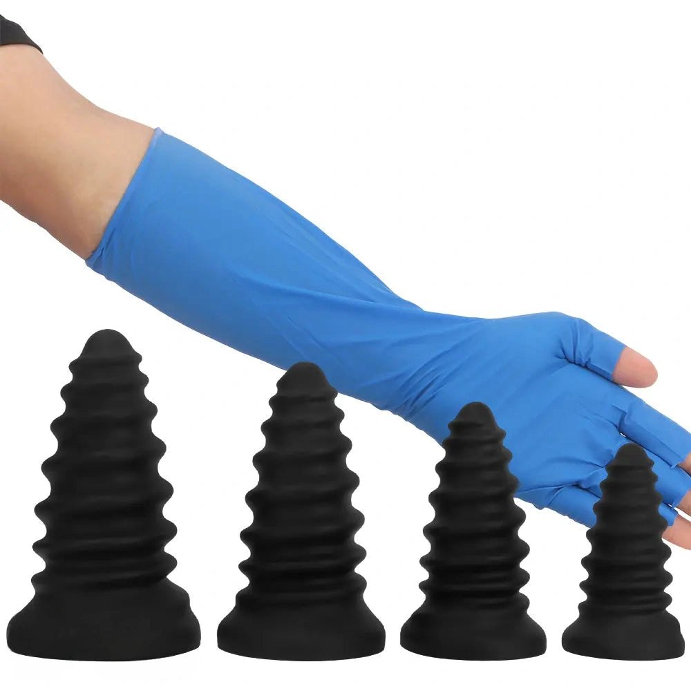 Black ribbed silicone anal plug, photo 14