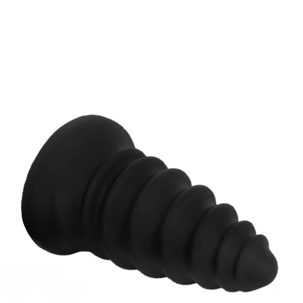 Black ribbed silicone anal plug, photo 15