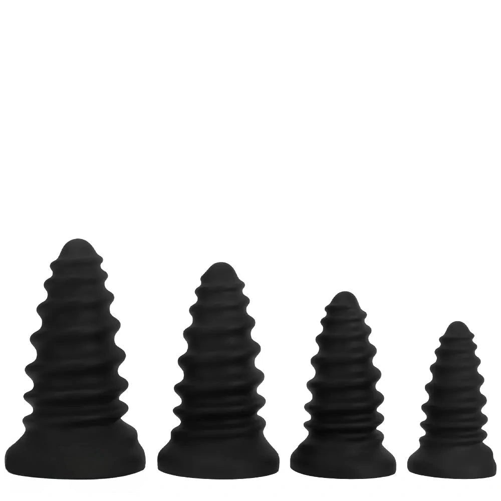 Black ribbed silicone anal plug, photo 2
