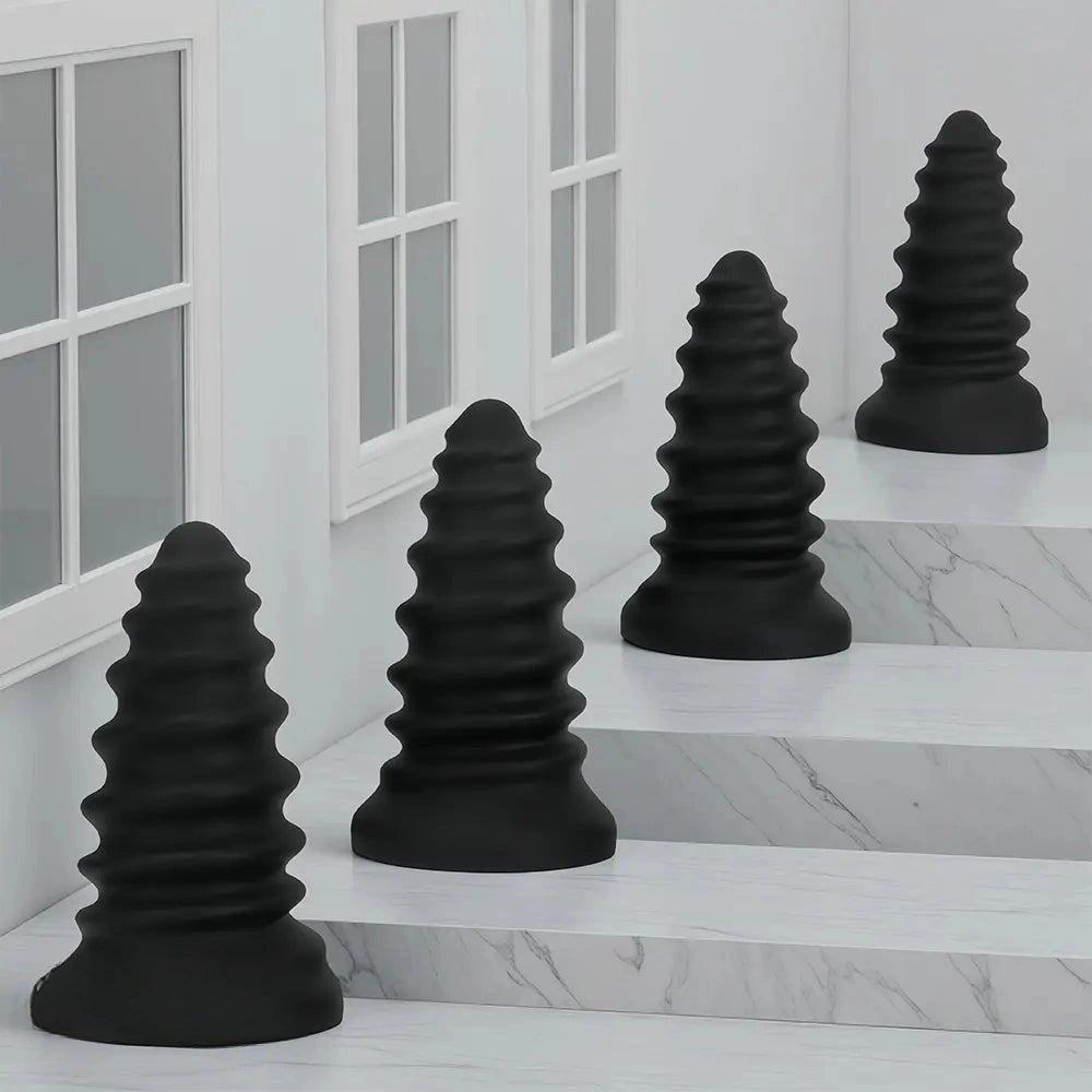 Black ribbed silicone anal plug, photo 4
