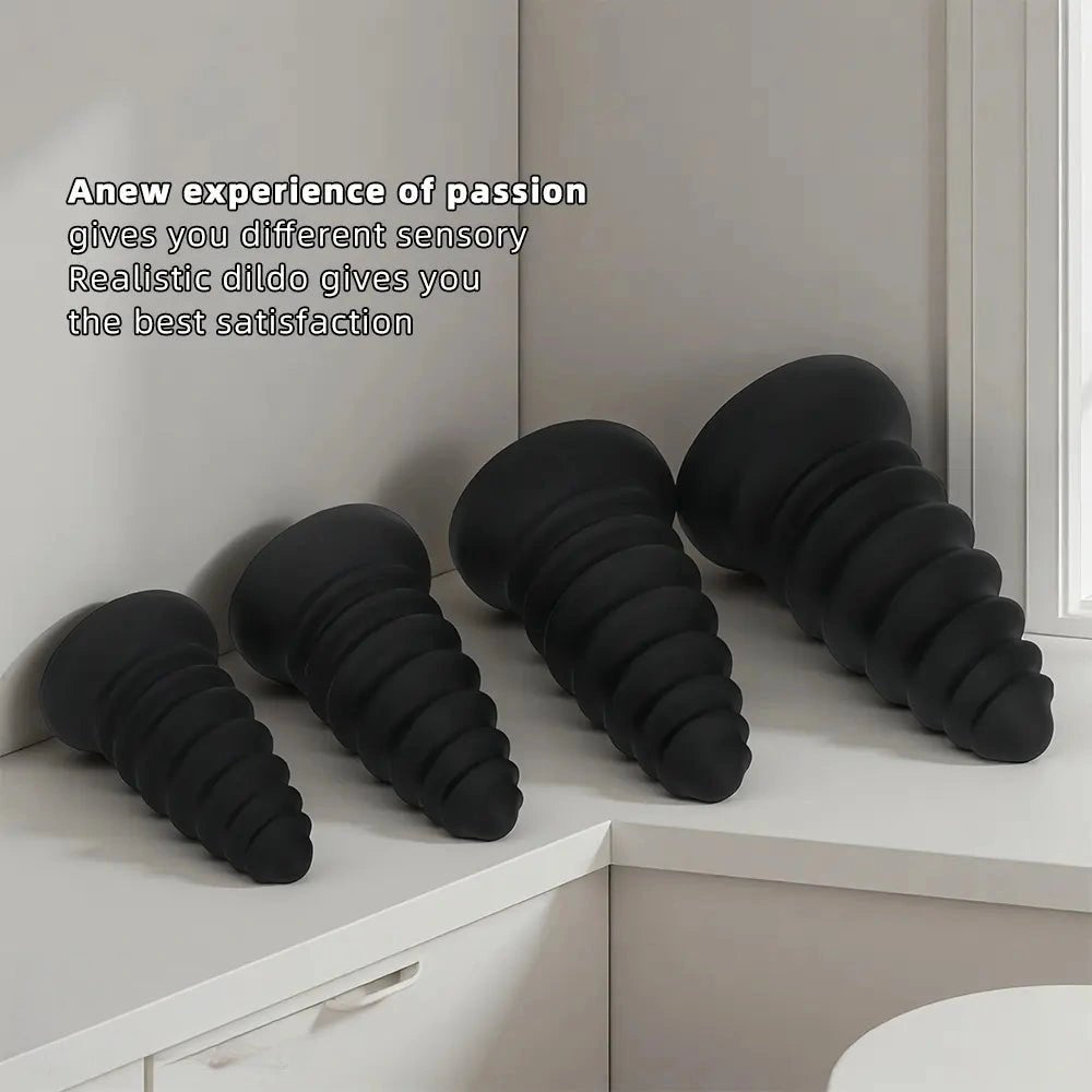 Black ribbed silicone anal plug, photo 6
