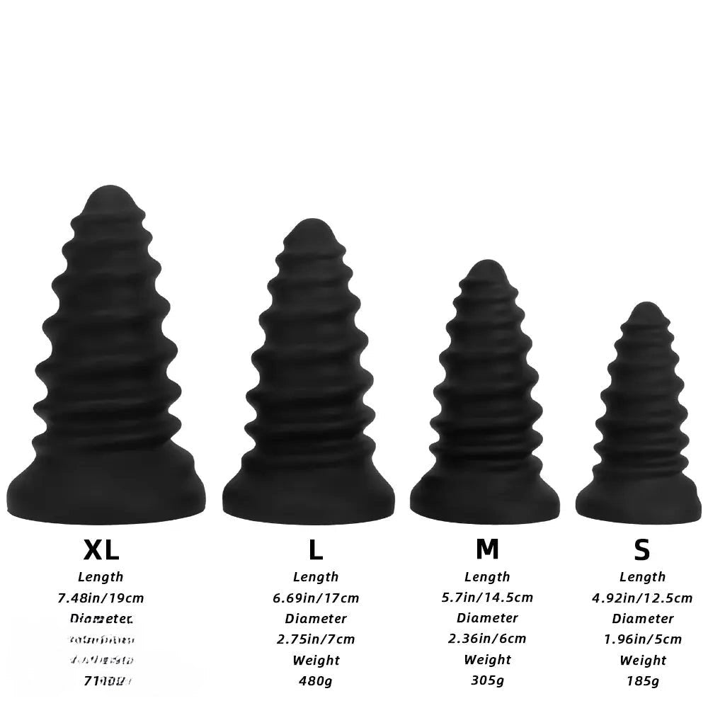 Black ribbed silicone anal plug, photo 9