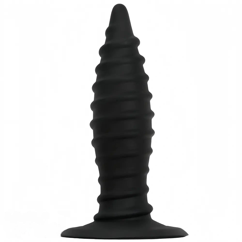 Ribbed silicone anal plug, graduated cone shape, photo 1
