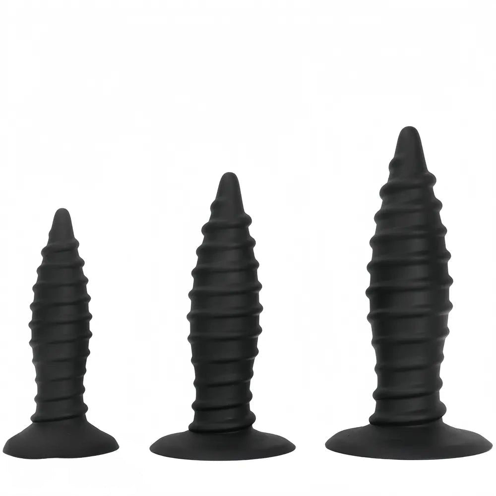Ribbed silicone anal plug, graduated cone shape, photo 13
