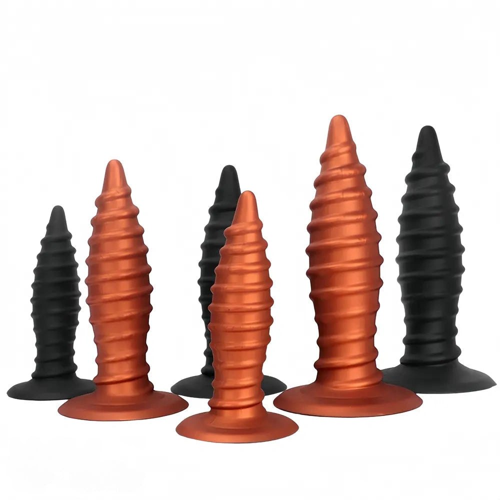 Ribbed silicone anal plug, graduated cone shape, photo 2