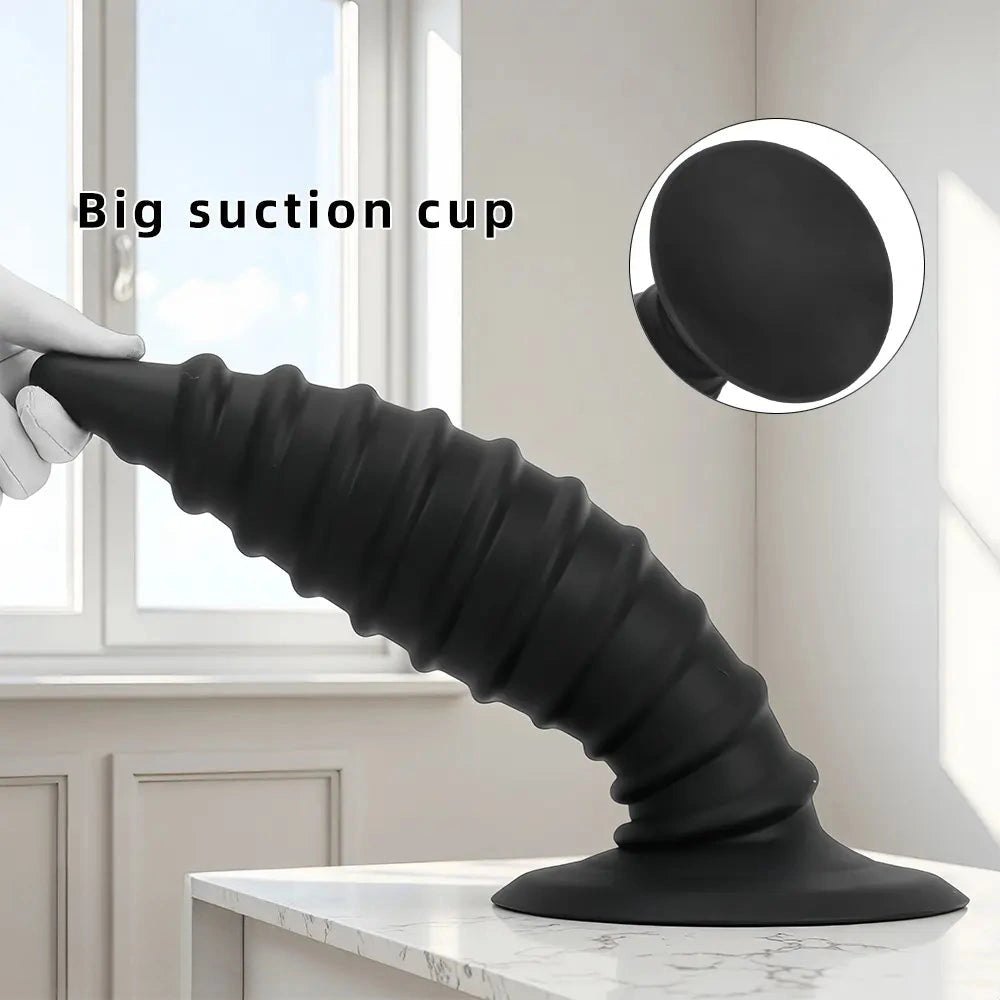 Ribbed silicone anal plug, graduated cone shape, photo 6