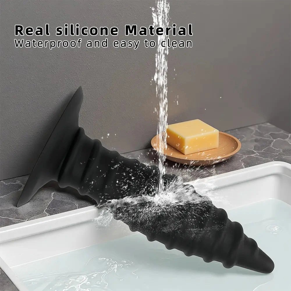 Ribbed silicone anal plug, graduated cone shape, photo 8