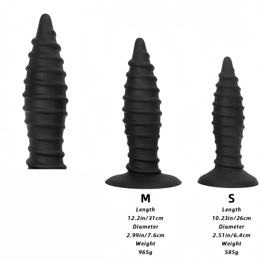 Ribbed silicone anal plug, graduated cone shape, photo 9