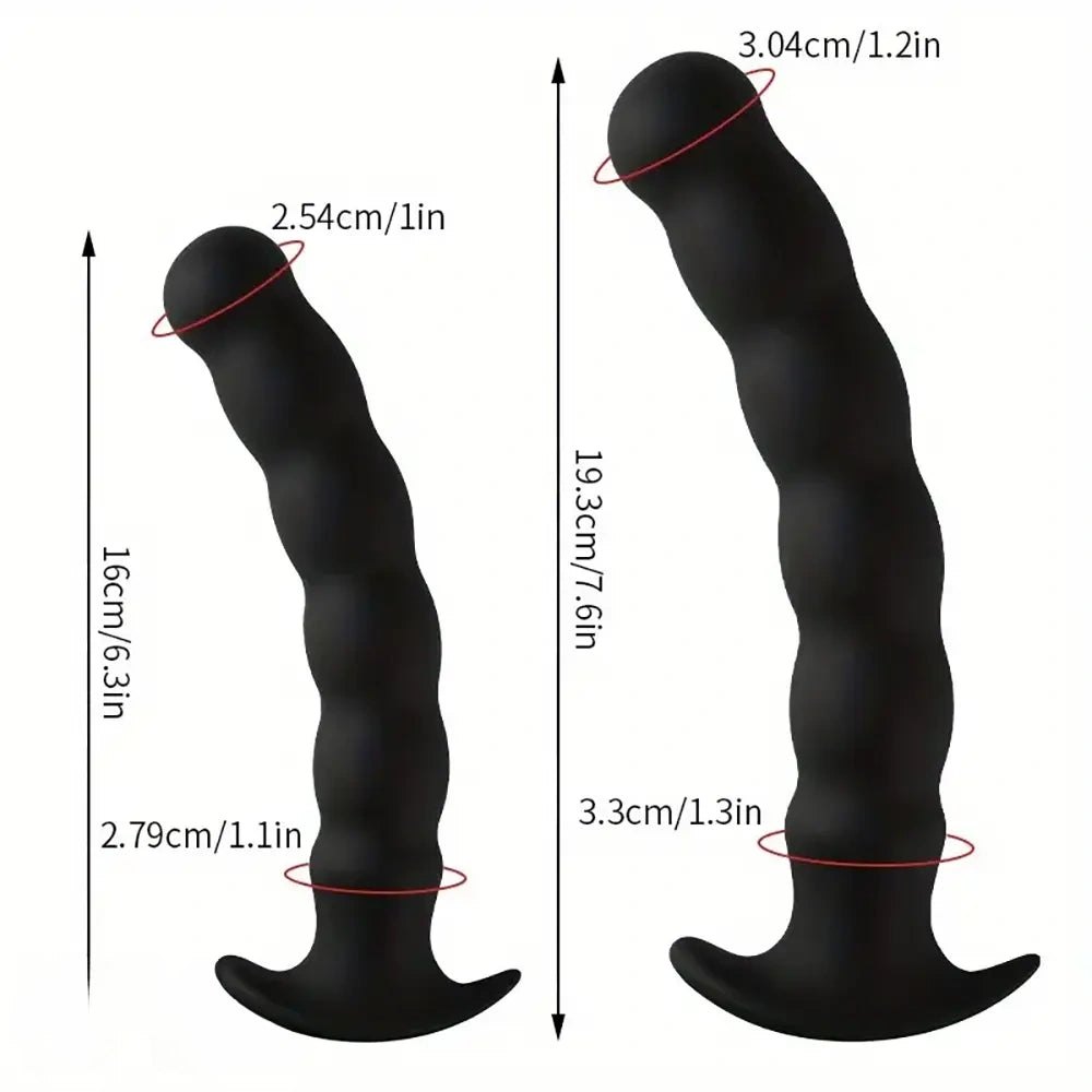 Black ribbed silicone anal plug, photo 1